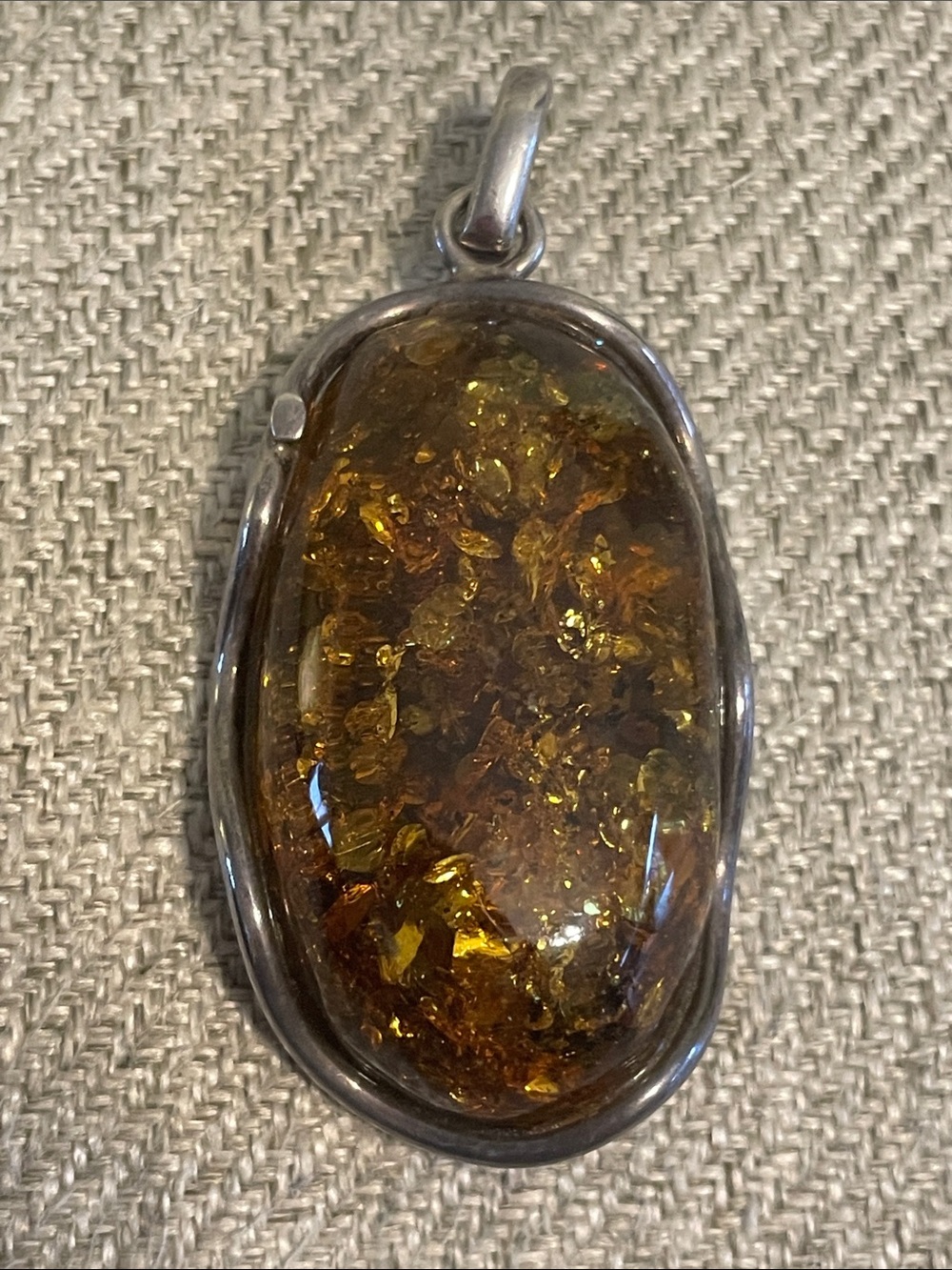 Sterling Silver Green Amber Pendant